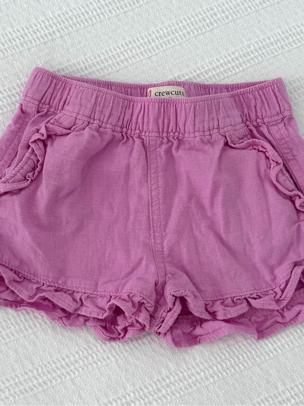 Crewcuts Lilac Linen Ruffle-Trim Shorts